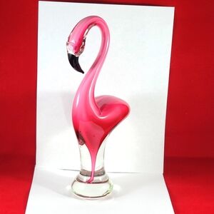 VINTAGE BEAUTIFUL FLAMINGO ART GLASS BY VINCI DYNASTY GALLERY.